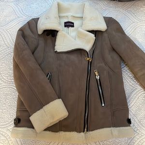 Faux suede coat with Sherpa details